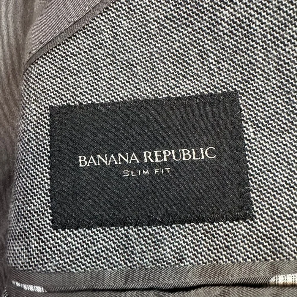 Banana Republic Slim Fit Cotton Blend Italian Fabric Grey Blazer Sport Coat 42R
